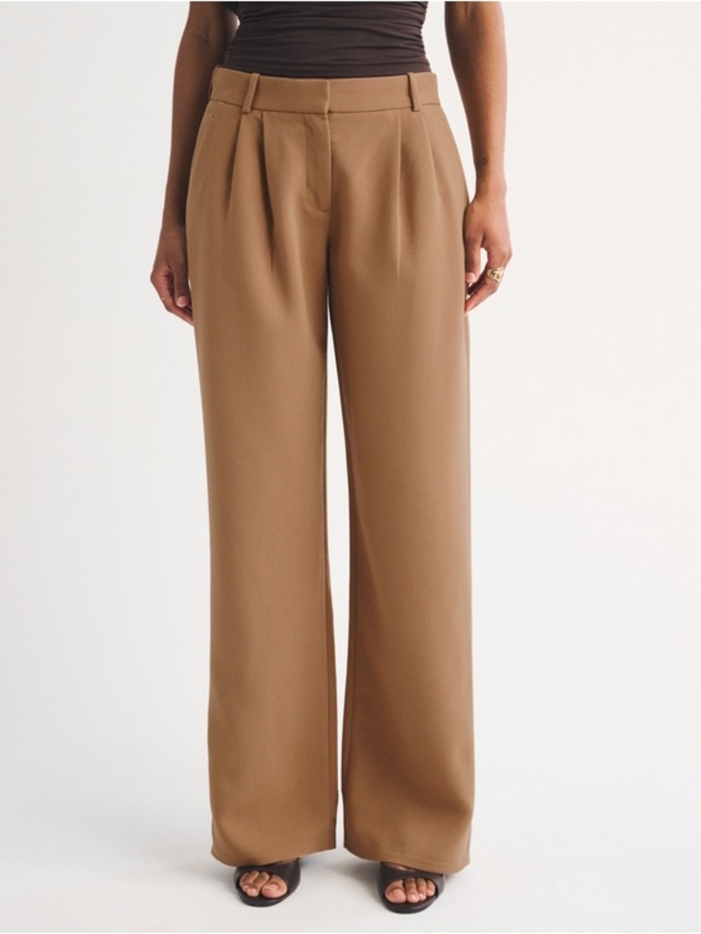 Abercrombie & Fitch Women’s Brown Wide Leg Pleated Pants Size L - Picture 2 of 6
